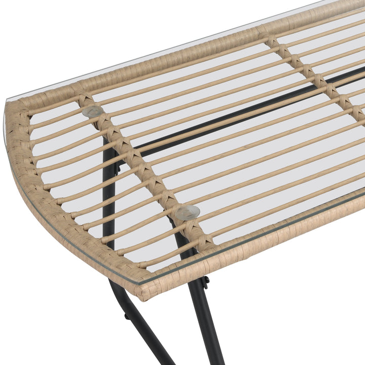 Drinus Outdoor Garden Balcony Sofa Set 2 Seater, 2 Single seater and 1 Center Table  Set (Black + Tan)