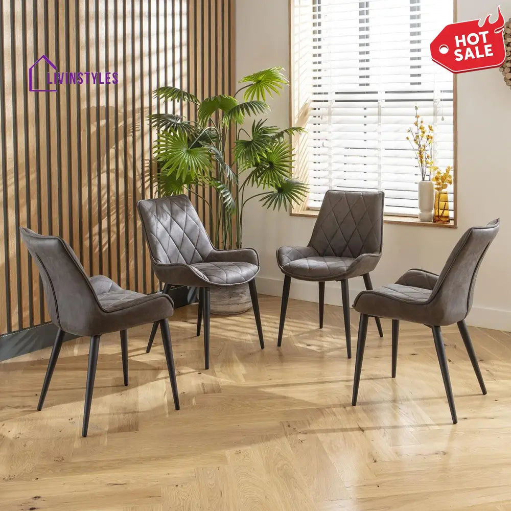 4 Meadow Fabric Dining Chairs Dark Grey