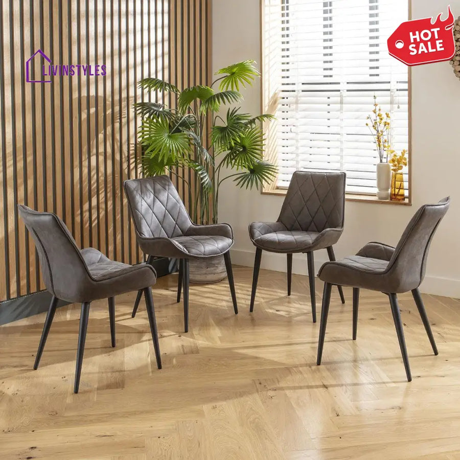4 Meadow Fabric Dining Chairs Dark Grey