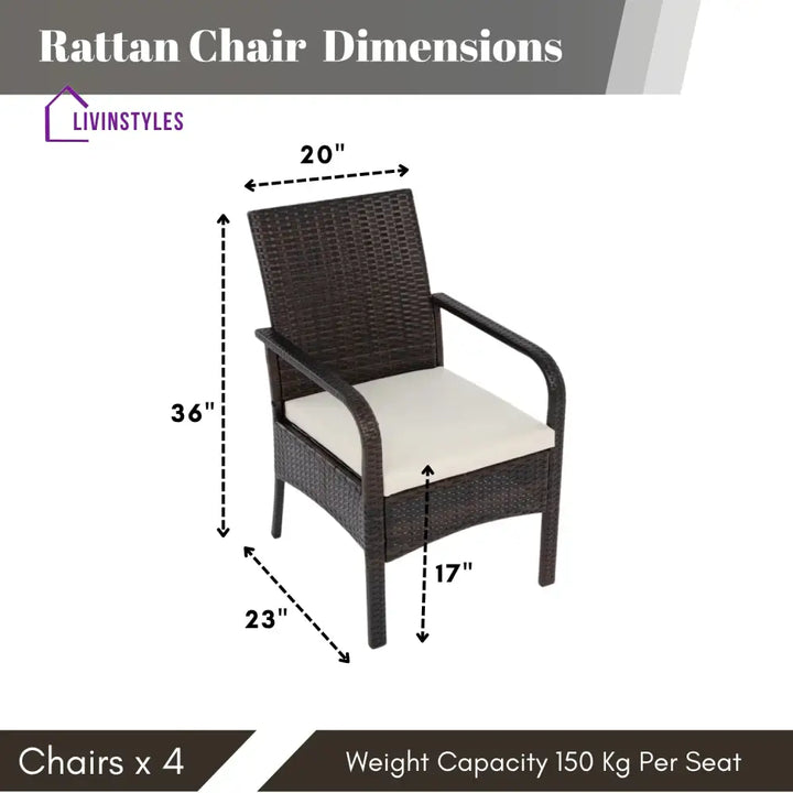 4-Piece Outdoor Rattan Wicker Patio Dining Chairs - Dinning Chairs