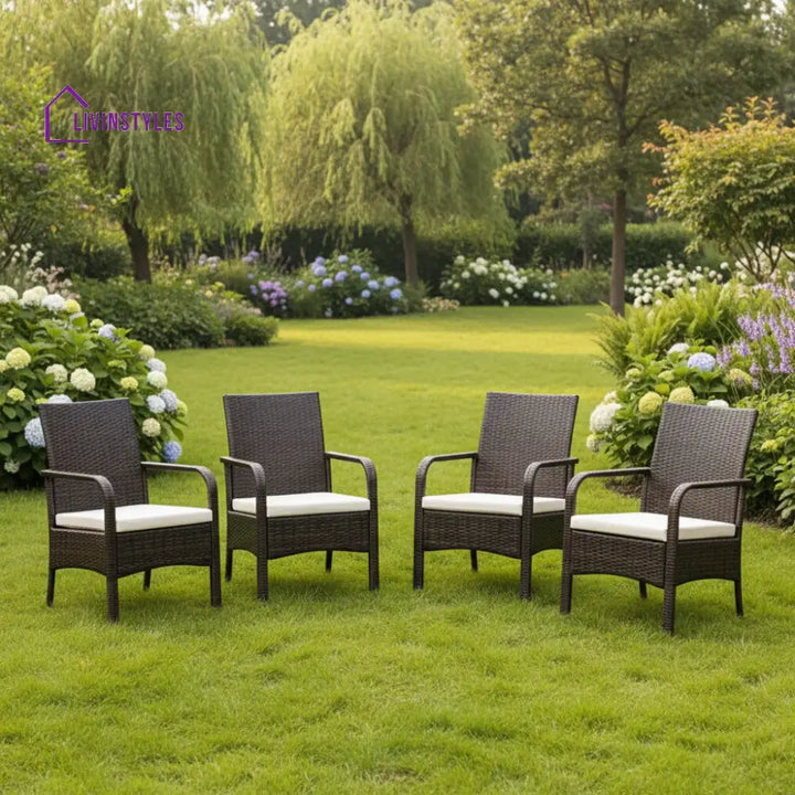 4-Piece Outdoor Rattan Wicker Patio Dining Chairs - Dinning Chairs