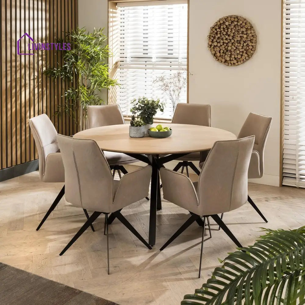 4 Vista Swivel Carver Dining Chairs Mink
