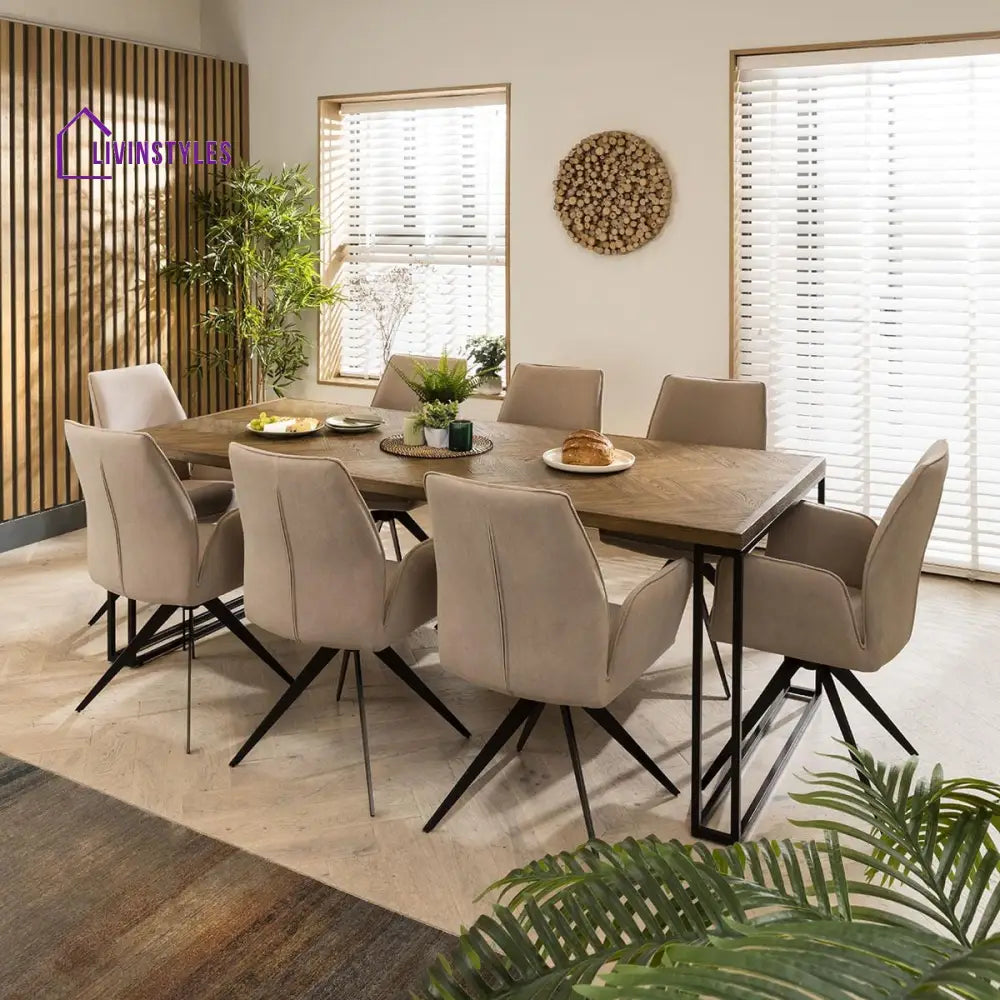 4 Vista Swivel Carver Dining Chairs Mink