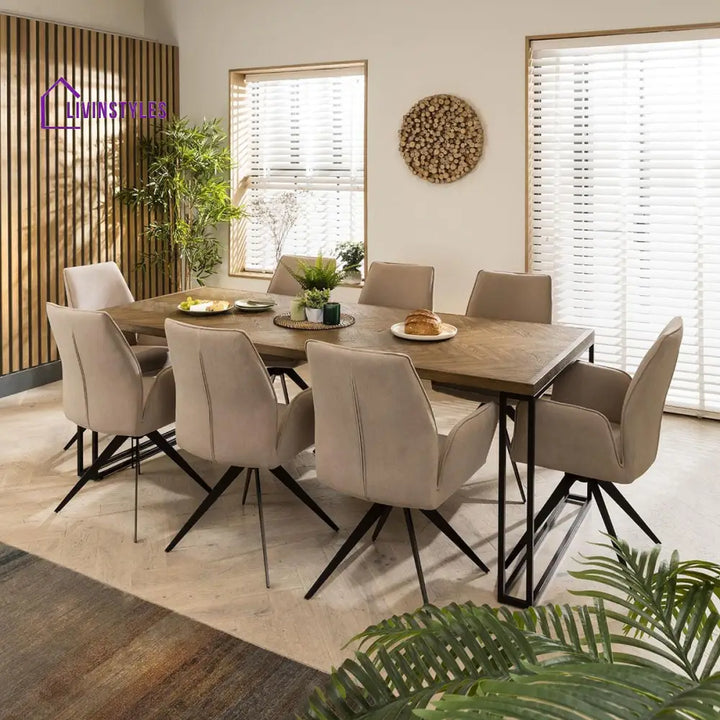 4 Vista Swivel Carver Dining Chairs Mink