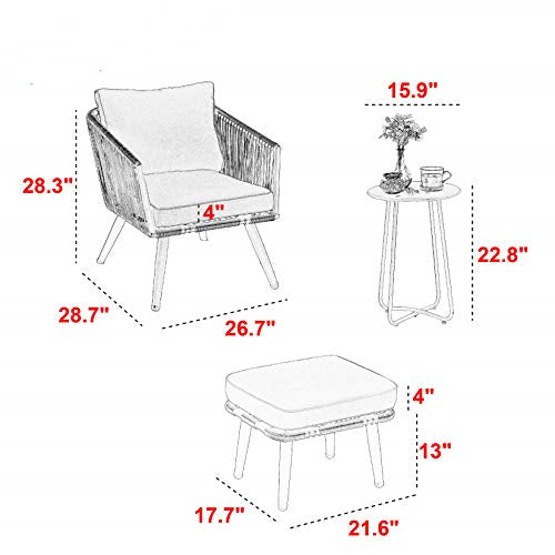 Culb Outdoor Patio Seating Set 2 Chairs and 1 Table Set (Black)