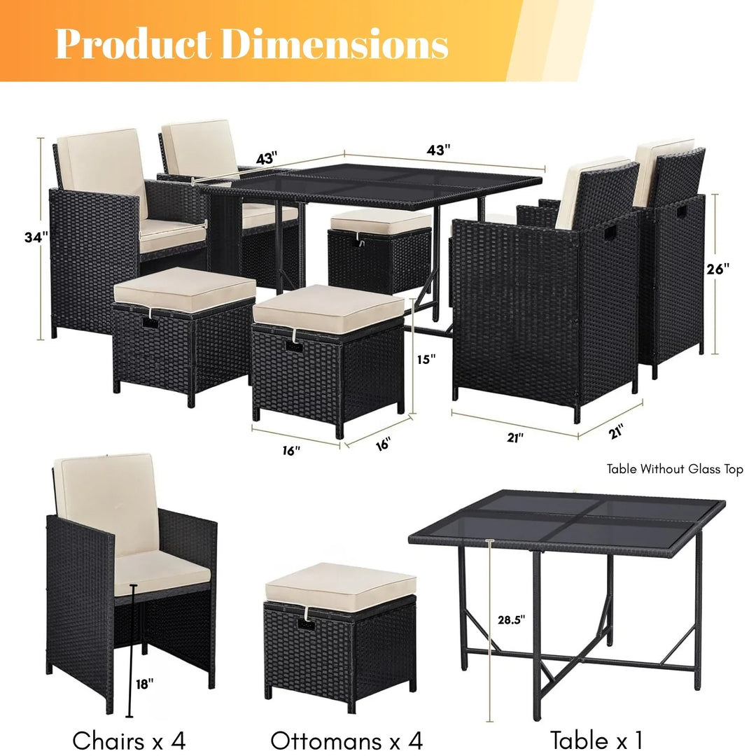 Tavisha 9-Piece Outdoor Patio Rattan Dining Set