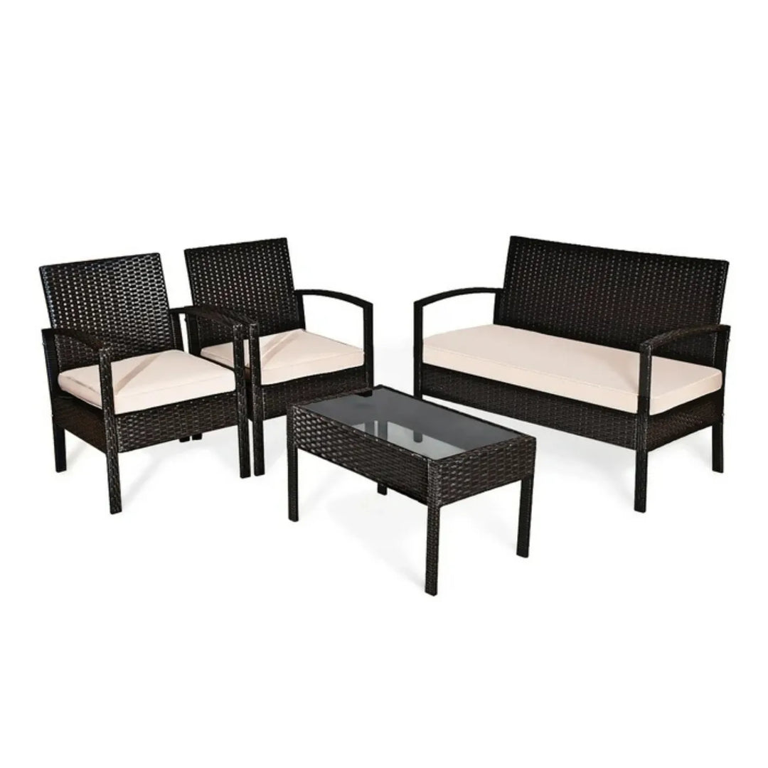 Violet 4 Pieces Patio Furniture Set, Outdoor Sectional Sofa