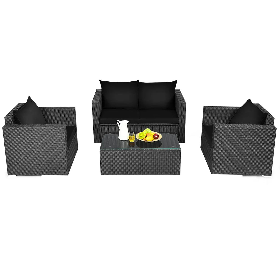 Gracia Outdoor Sofa Set 2 Seater, 2 Single seater and 1 Center Table (Black)