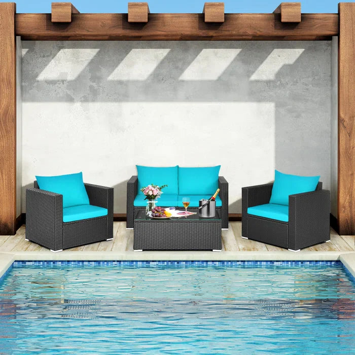 Carcamo Outdoor Sofa Set 2 Seater, 2 Single seater and 1 Center Table (Blue)