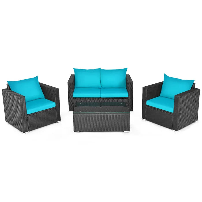 Carcamo Outdoor Sofa Set 2 Seater, 2 Single seater and 1 Center Table (Blue)