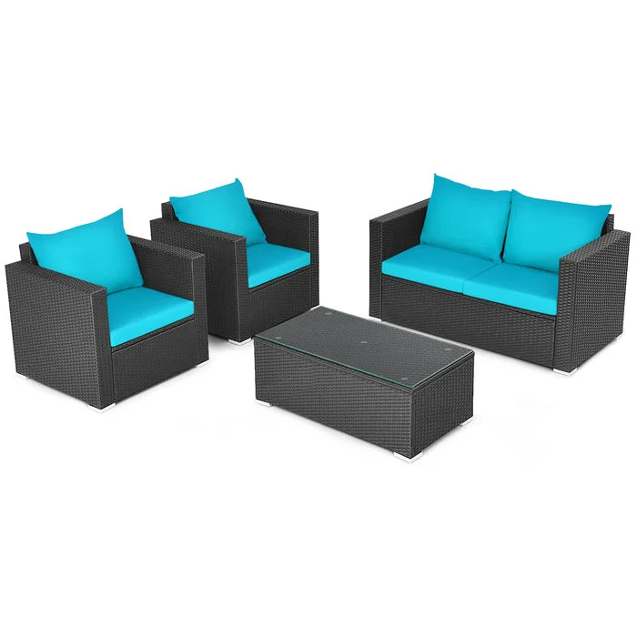 Carcamo Outdoor Sofa Set 2 Seater, 2 Single seater and 1 Center Table (Blue)