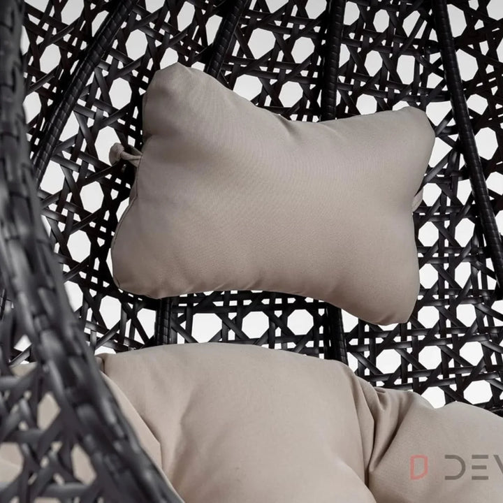 Single Seater Rattan & Wicker Swing (Dark Brown and Cream)