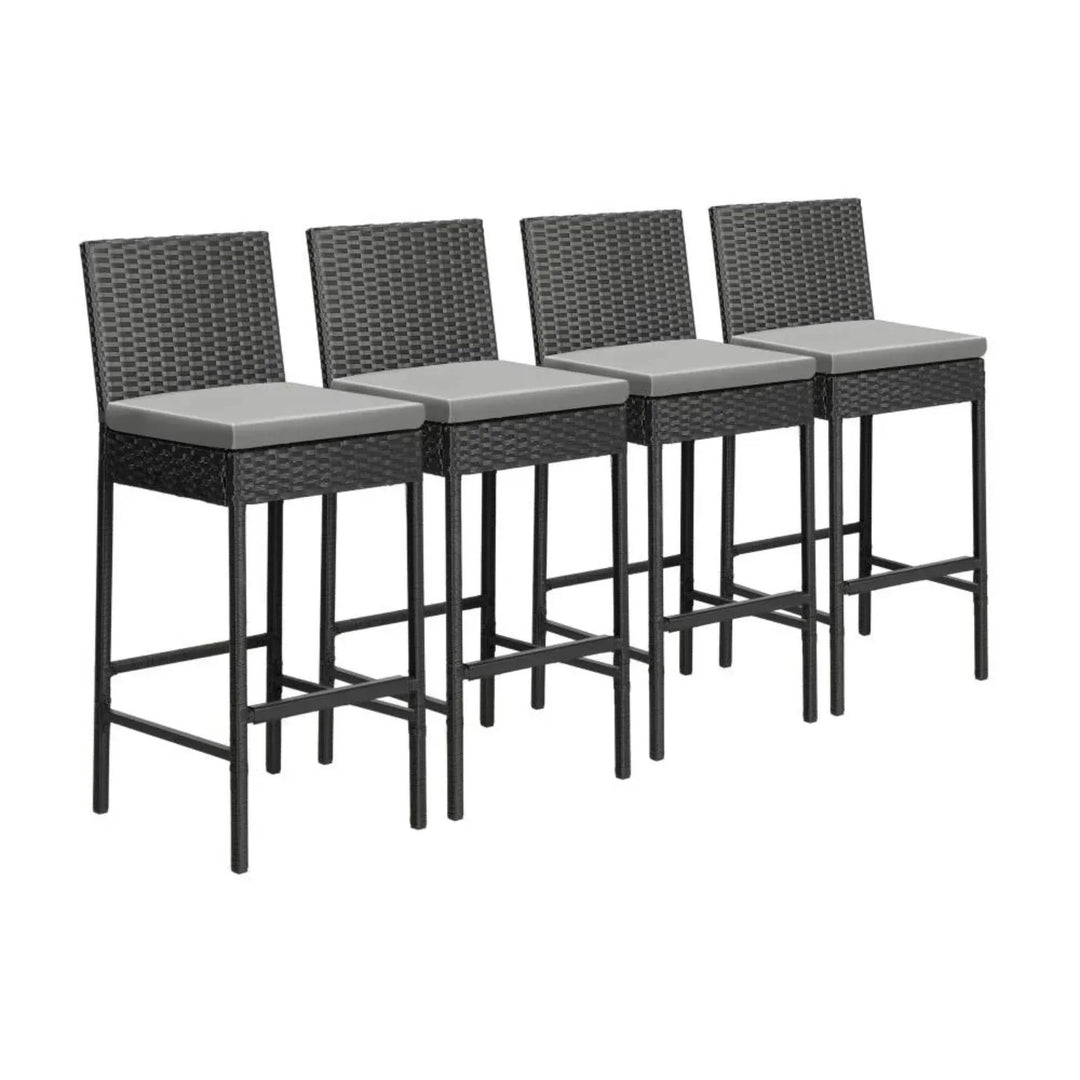 Mei 4-Piece Outdoor Rattan Wicker Bar Chairs