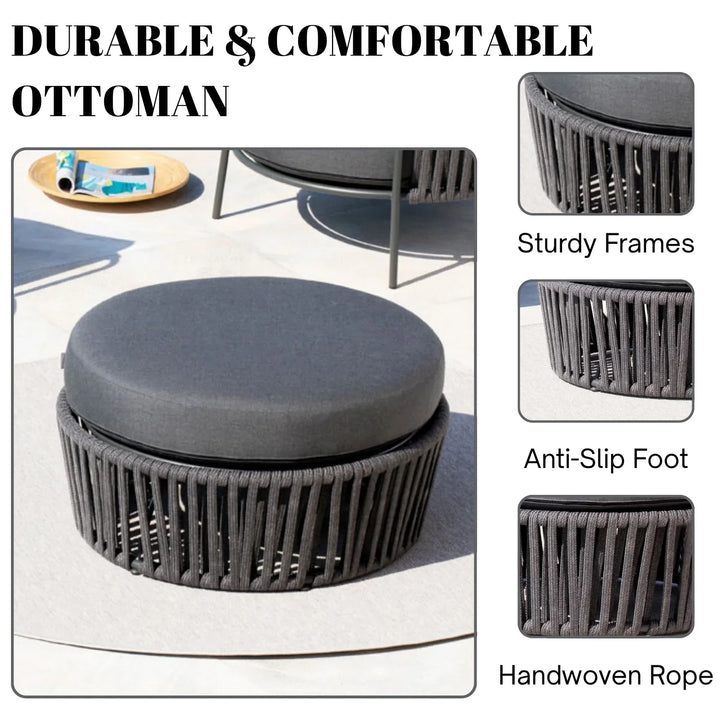 Ishvika Round Outdoor Rope Footstool