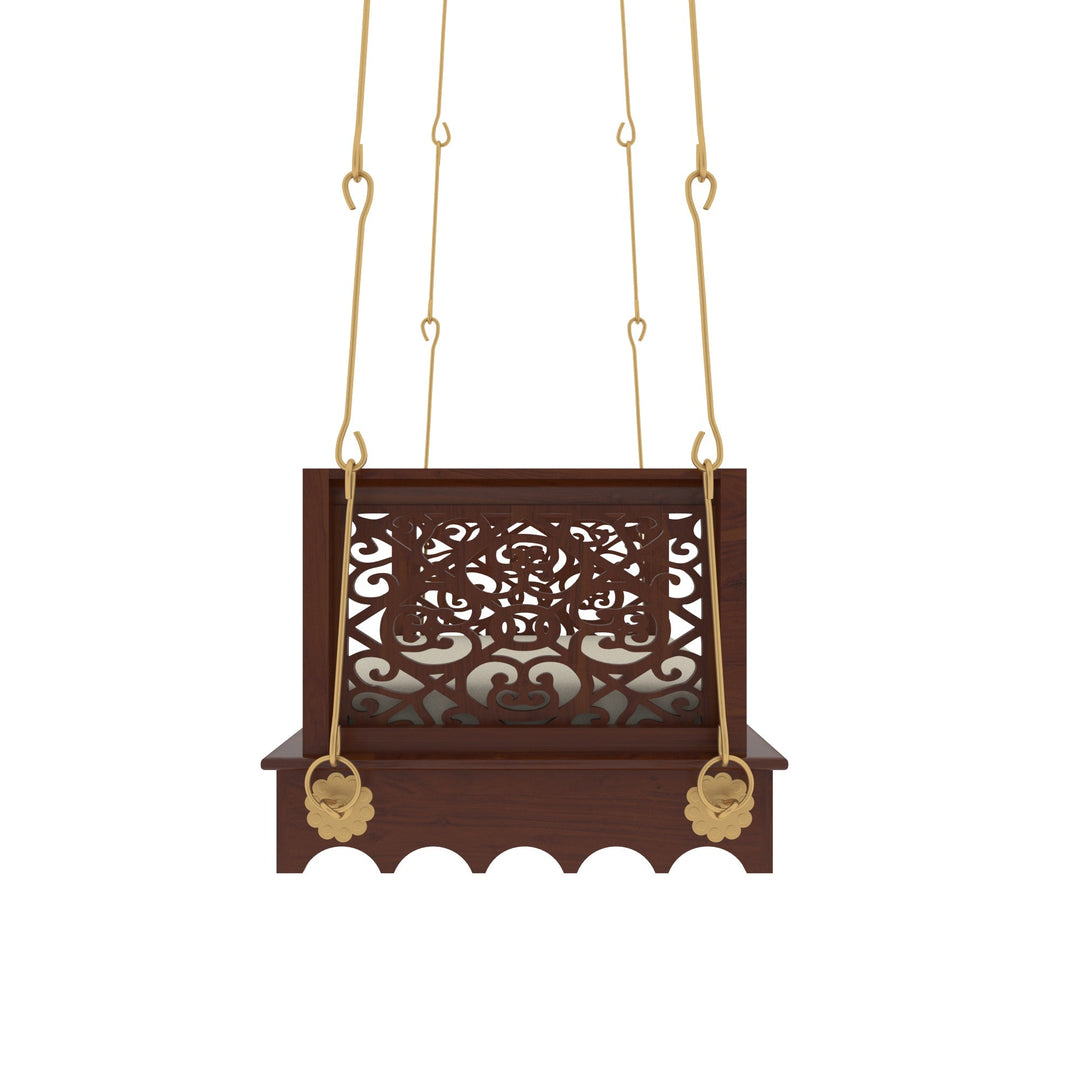 Aria Dark Irish Brown Polished Wooden Handmade Carved Swing