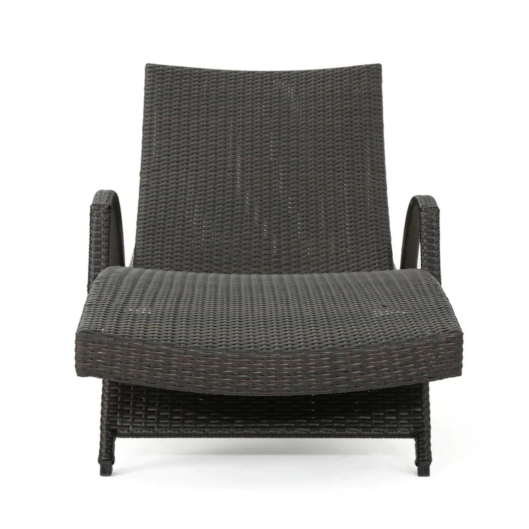 Tanirika Outdoor All-Weather HDPE Wicker Rattan Sunlounger Recliner with Side Table