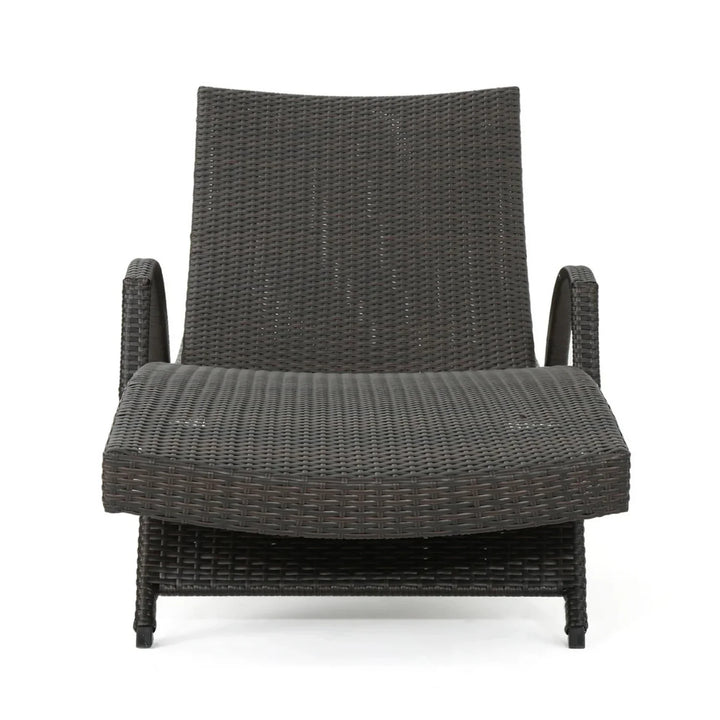 Tanirika Outdoor All-Weather HDPE Wicker Rattan Sunlounger Recliner with Side Table