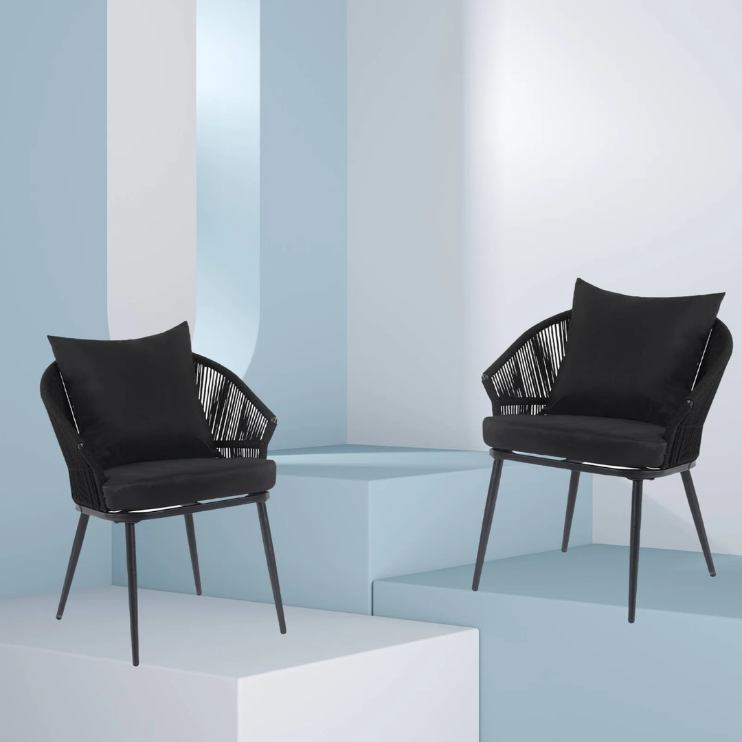 Aina Outdoor Patio Seating Set 2 Chairs Set Braid & Rope