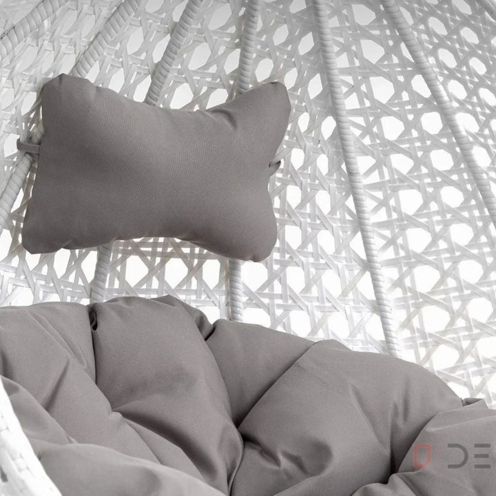 Single Seater Rattan & Wicker Swing (White & Grey)