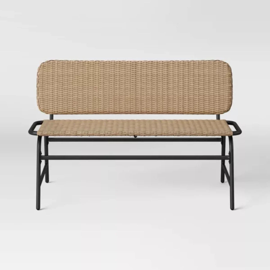 Parineeti 2-Seater Outdoor Garden Rattan Bench With Metal Frames