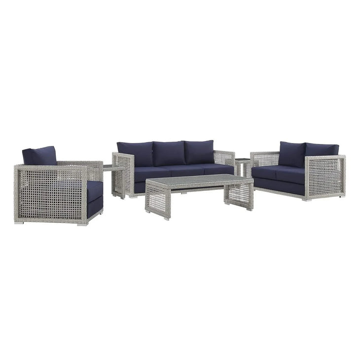 Bhanvi Outdoor Wicker Woven 6 Pieces Sectional Patio Furniture Set