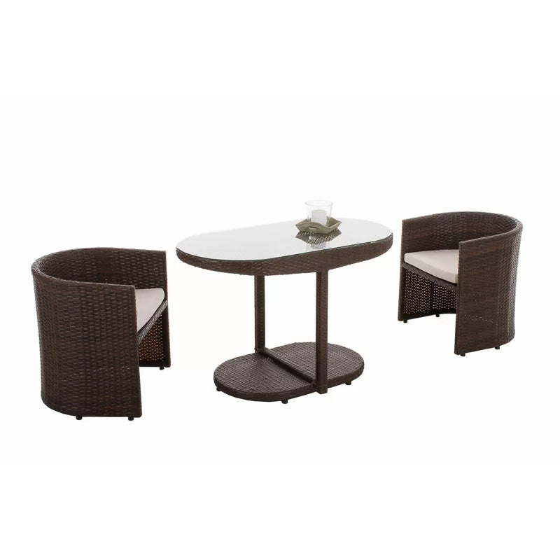 Dotcal Outdoor Patio Seating Set 2 Chairs and 1 Table Set (Brown)