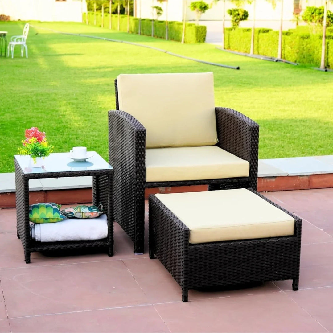 Zeenat Outdoor 5 Piece Patio Wicker All Weather Sectional Furniture Set