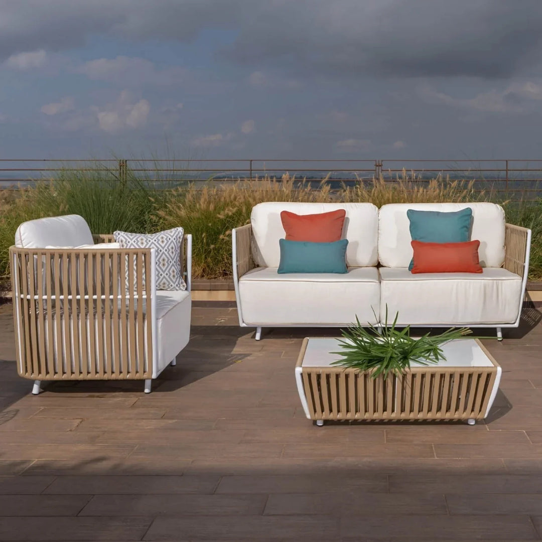 Suyin All-Weather Rope 4- Seater Sofa Set With Glass Top Table