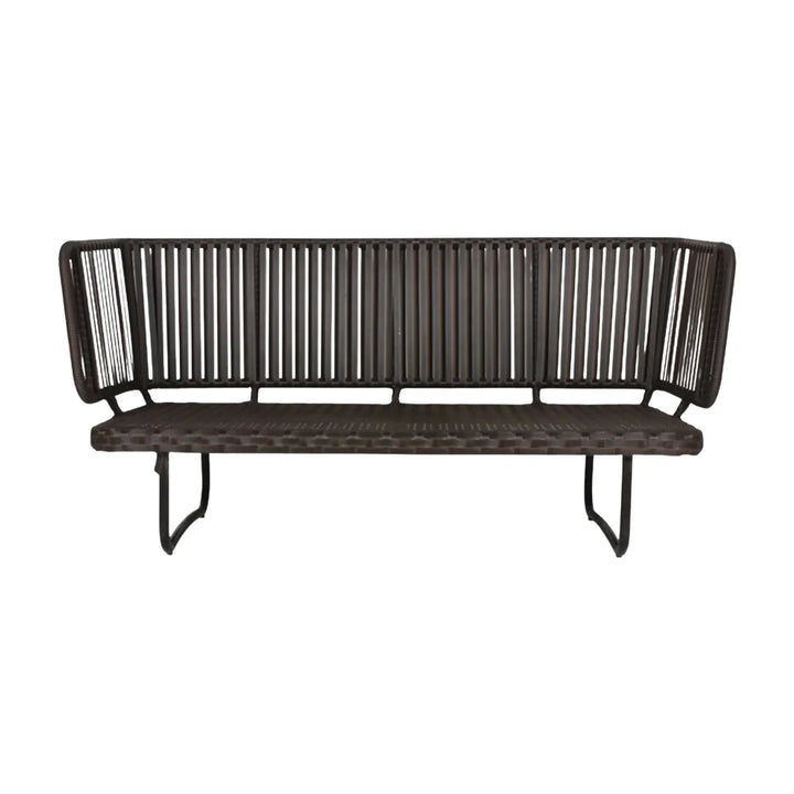 Tinsley Outdoor Rope 4-Piece Patio Sofa Set with Wicker Top Table (Brown & White)