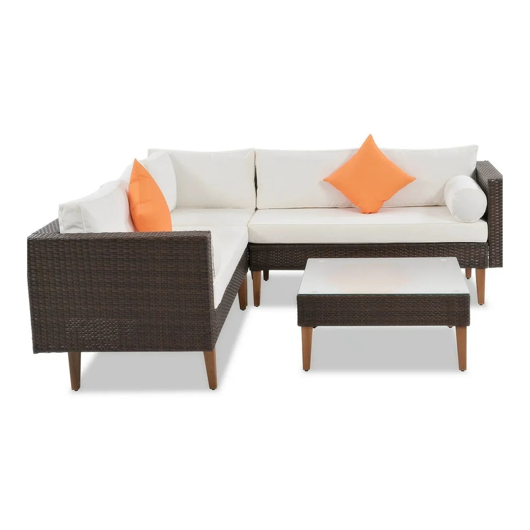 Manuela 3-Pieces Outdoor Wicker  L-Shape Sofa Set