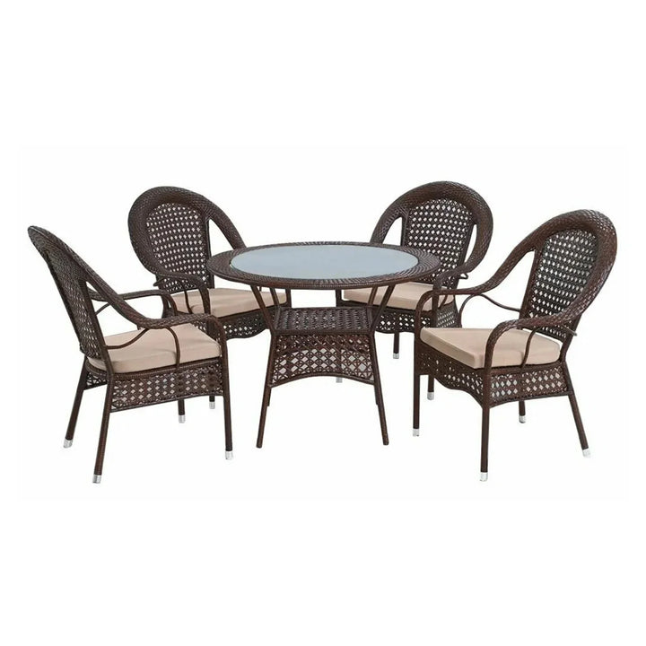 Balqis Outdoor All-Weather Resistant Rattan Wicker 5-Piece Dining Set