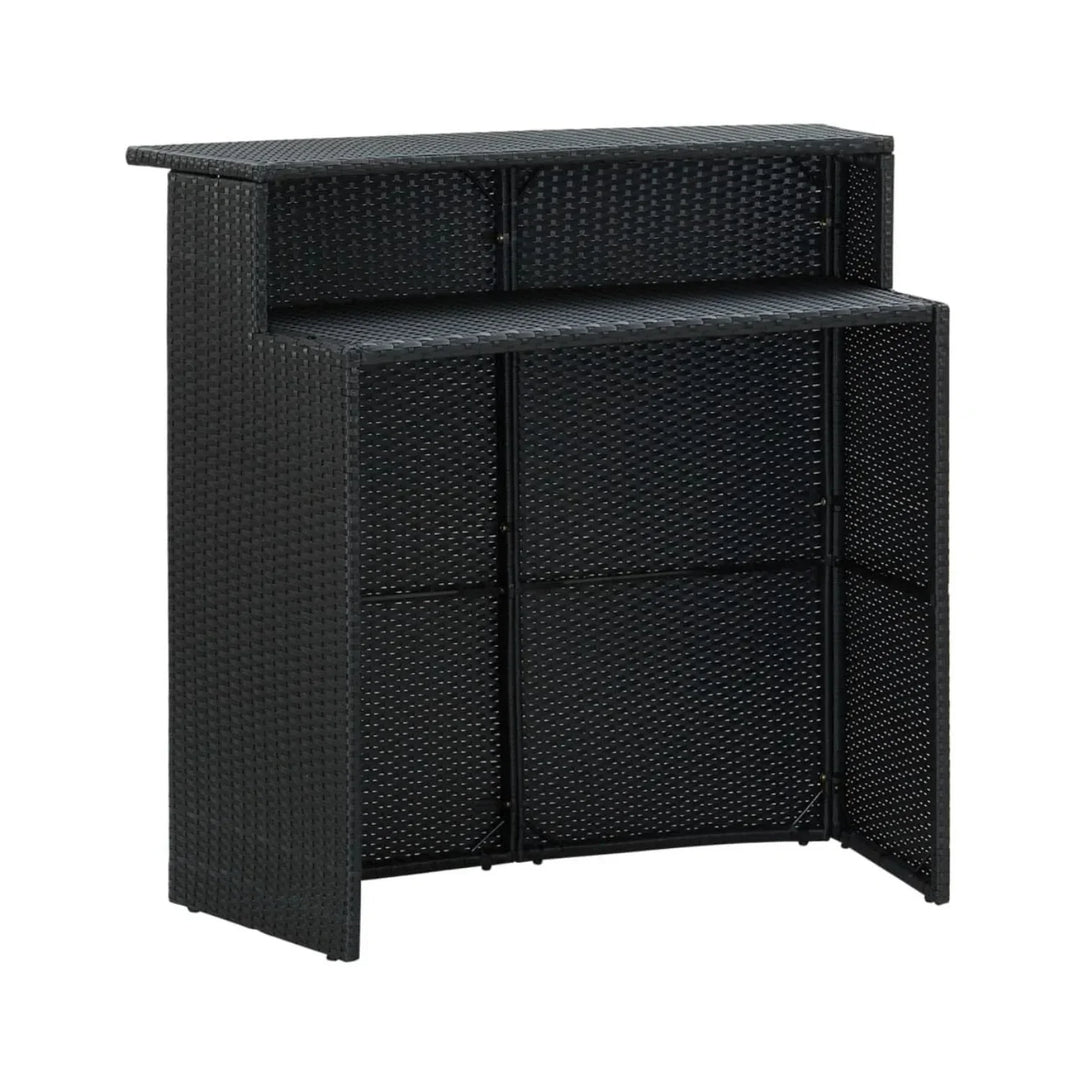 Qing 5-Piece Outdoor Rattan Wicker Bar Set with Wicker Top Table