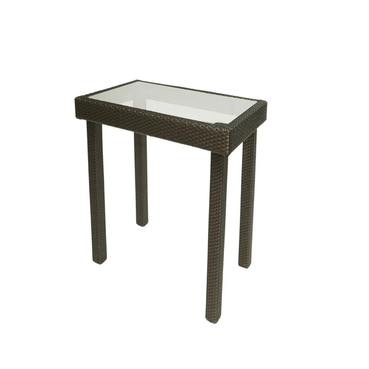 Verena Outdoor Rattan Wicker Bar Glass Top Table
