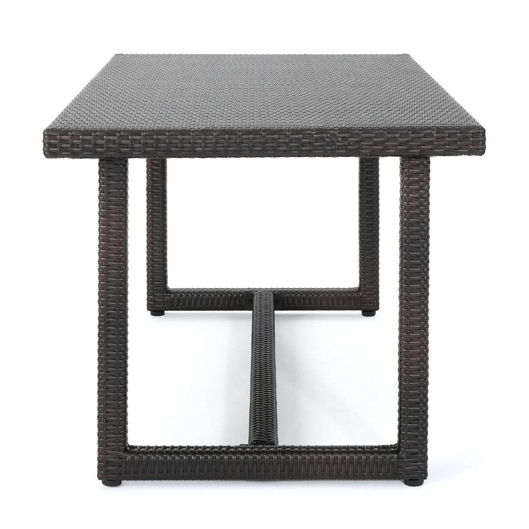 Sokhna Outdoor Rattan Wicker Patio Table (Dark Brown)