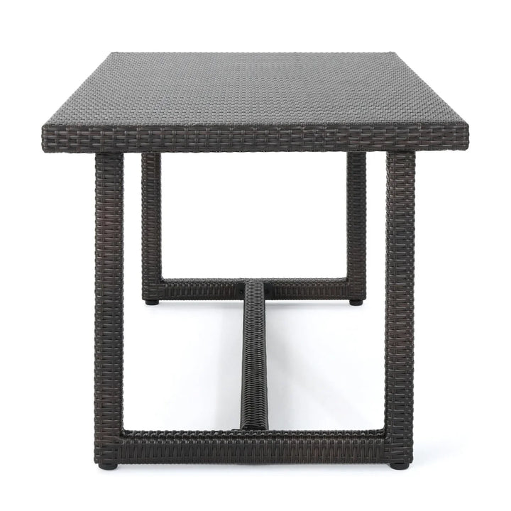 Sokhna Outdoor Rattan Wicker Patio Table (Dark Brown)