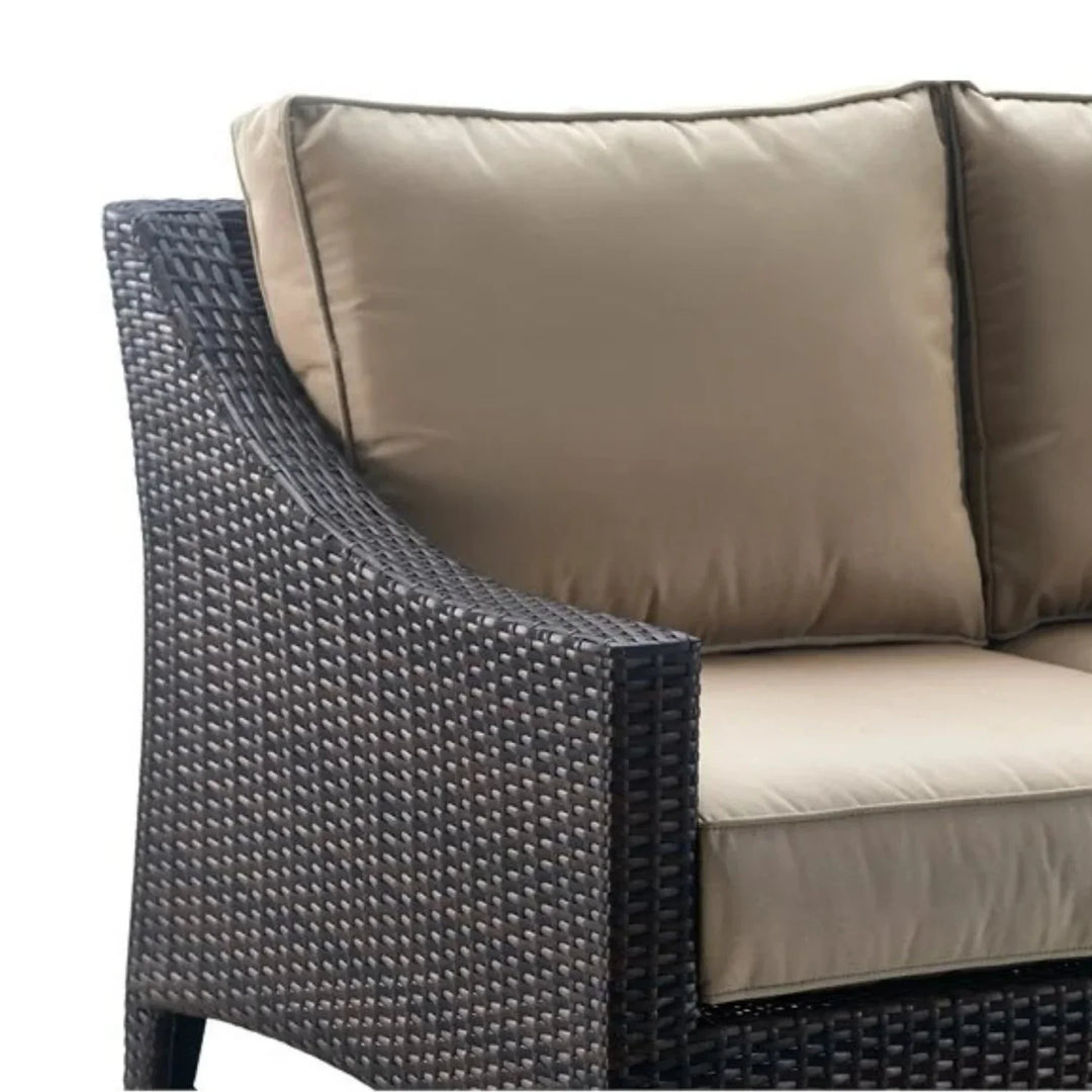 Yvonne Outdoor Rattan Wicker 1-Piece Loveseat Sofa