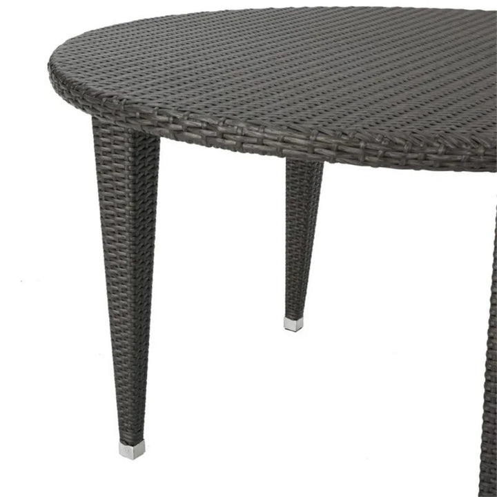 Outdoor Wicker Round Patio Dining Table (Dark Brown)