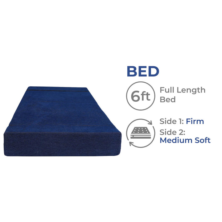 Nidhi Jute Sofa Bed Blue | 4 X 6 Two Seater