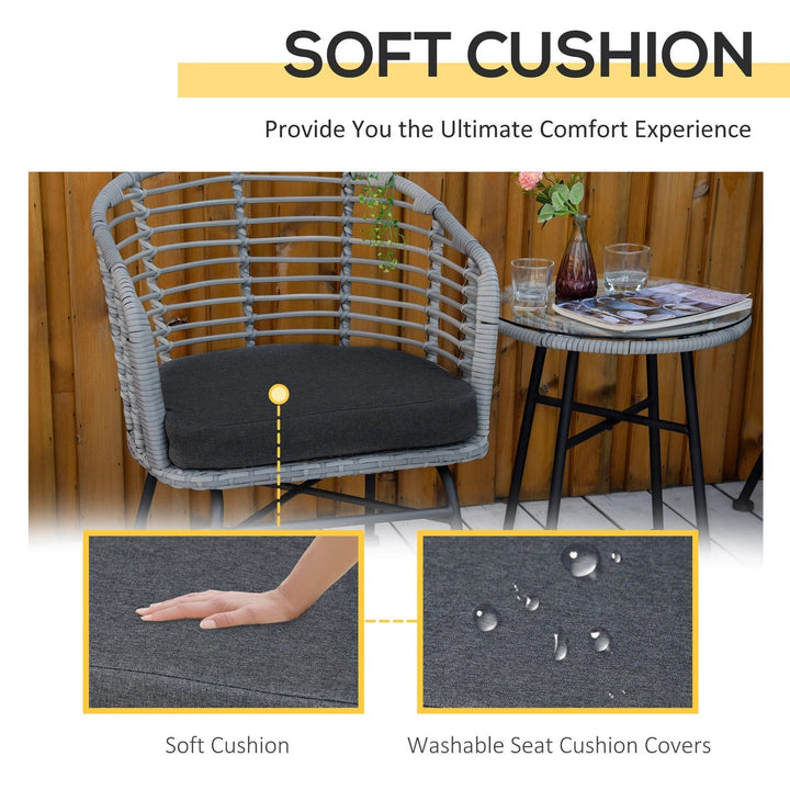 Apto Outdoor Patio Seating Set 2 Chairs and 1 Table Set (Grey)