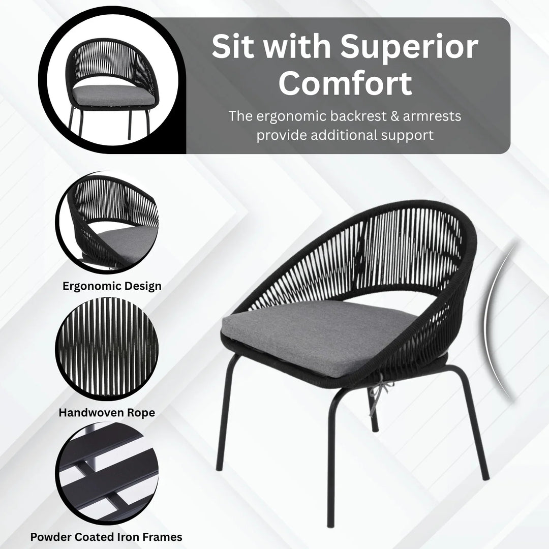 Josefina 3 Piece Garden Outdoor Rope Patio Set