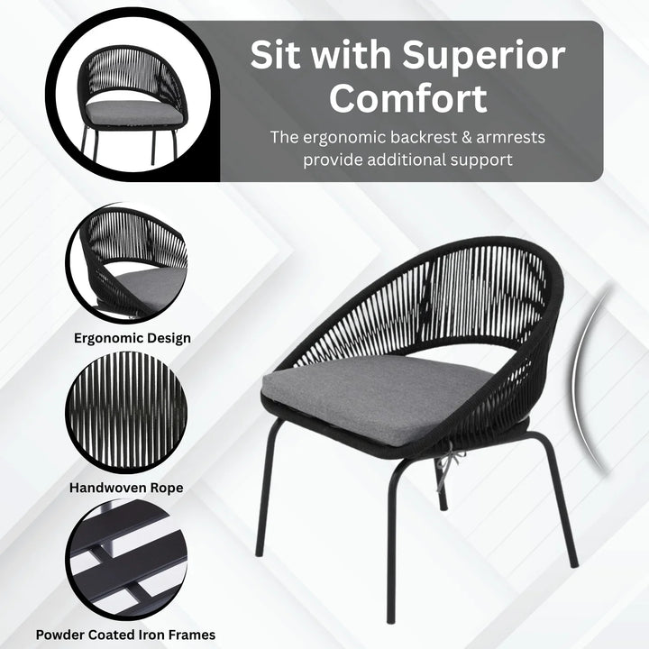 Josefina 3 Piece Garden Outdoor Rope Patio Set