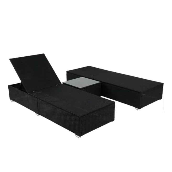 Zinnia Outdoor Wicker Lounge Chairs Set of 2 With Side Table