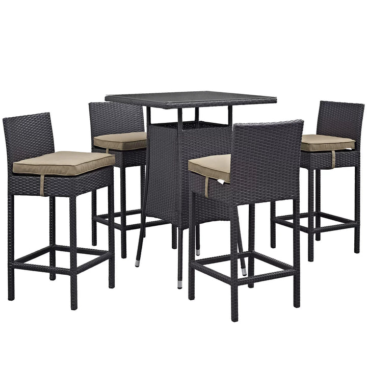 Volta Outdoor Patio Bar Sets 4 Chairs and 1 Table (Dark Brown)