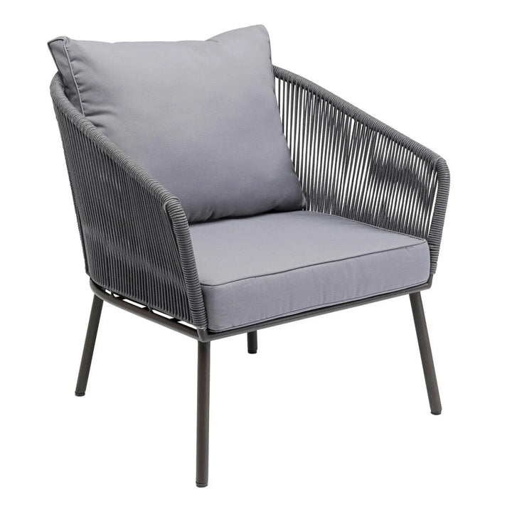 Zariah Outdoor Rope 5-Seater Patio Sofa Set with Glass Top Table (Grey)