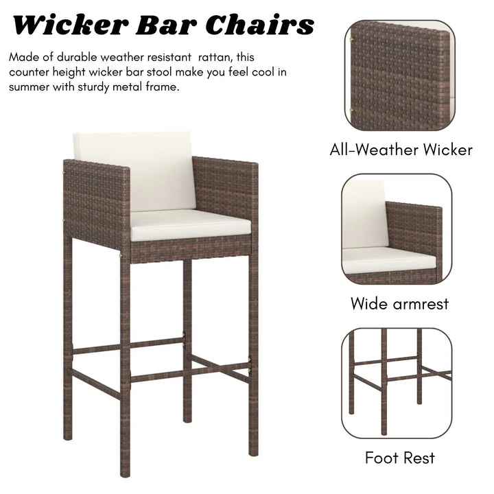 Nami 5-Piece Outdoor Rattan Wicker Bar Set