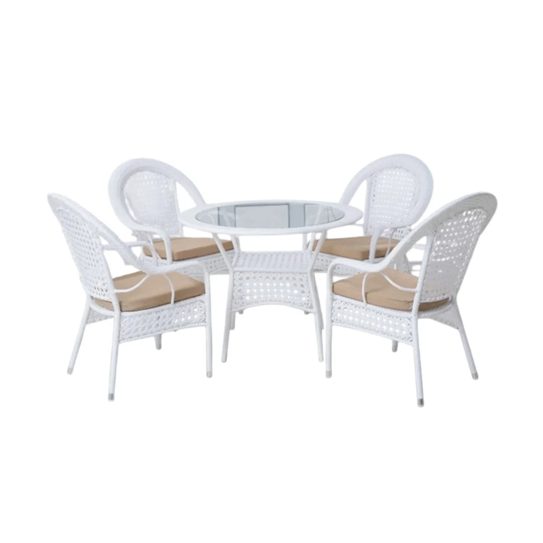 Dalal Outdoor All-Weather Resistant Rattan Wicker 5-Piece Dining Set