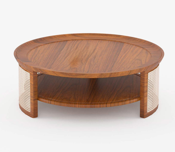 Shruti Solid Wood Acacia Cane Coffee Table (Honey Finish)