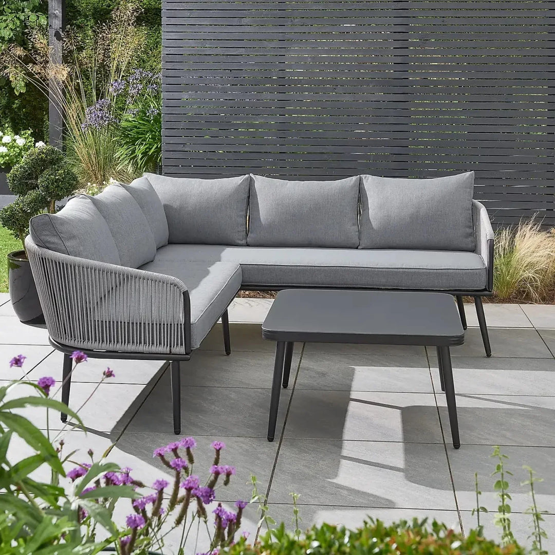 Fozia Outdoor Rope  L-Shaped Conversation Sofa Set