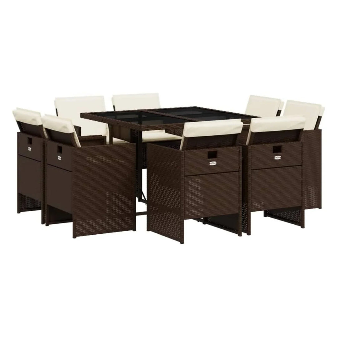 Marit Outdoor Rattan Wicker Dinning Set 9-Piece