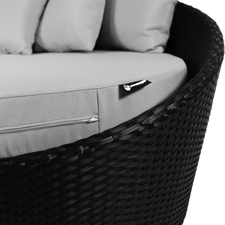 Helene Outdoor Rattan Wicker Daybed with Glass Top Table